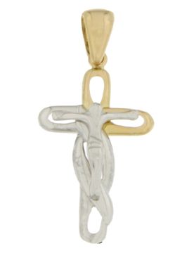 Croce Uomo Oro Giallo Bianco GL100583