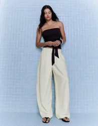 Pantalon Taille Croisée 38 Jaune