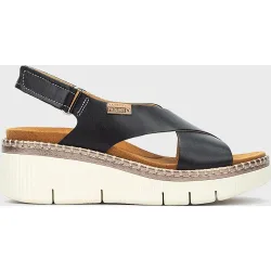 Sandalias de cuña de mujer de piel con suela extraligera