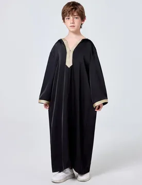 Middle East Muslim Arab Dubai Turkish Solid Color Boys Hooded Robe Thobe - Aliexpress - FashionsVida