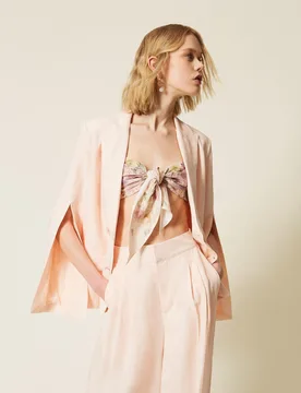 Blouson croisé en lin mélangé - TWINSET - FashionsVida