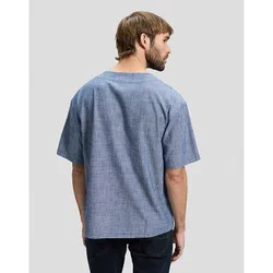Relaxed Baseball Tee With Pocket Light Wash Chambray Größe S male