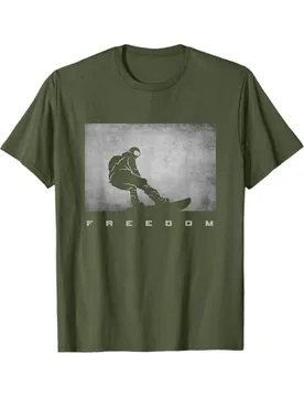 Snowboarder Graphic- 100% Breathable Short Sleeve Tee with Snowboarder Silhouette & FREEDOM Print men's T-shirt - Aliexpress - FashionsVida