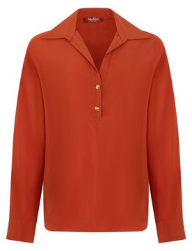 Long-Sleeve V-Neck Button-Up Shirt