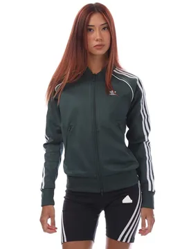 Womens Sst Track Jacket In Green - Size 8 Uk - adidas Originals - FashionsVida