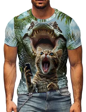 Four-Season Business Casual Men's 3D Printed Short Sleeve T-Shirt - Youth Full Print - Aliexpress - FashionsVida