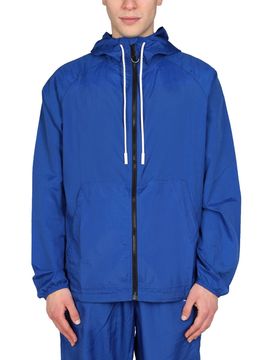Cross Print Nylon Windbreaker Jacket