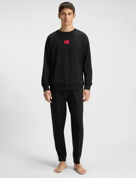 Mens Logo Detail Pyjamas In Black Cotton - Size Medium - Hugo Boss - FashionsVida