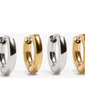 Pack de pendientes de aro de acero inoxidable en liso - Parfois - FashionsVida