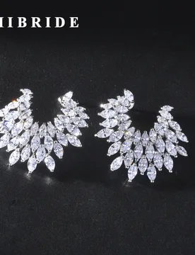 HIBRIDE Luxury Design Marquise Cut Cubic Zircon Women Birdal Stud Earrings Accessories Boucle D'oreille Jewelry E-926 - Aliexpress - FashionsVida