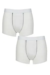 Mens 2 Pack Combed Cotton Trunks White M - White - Size: Medium