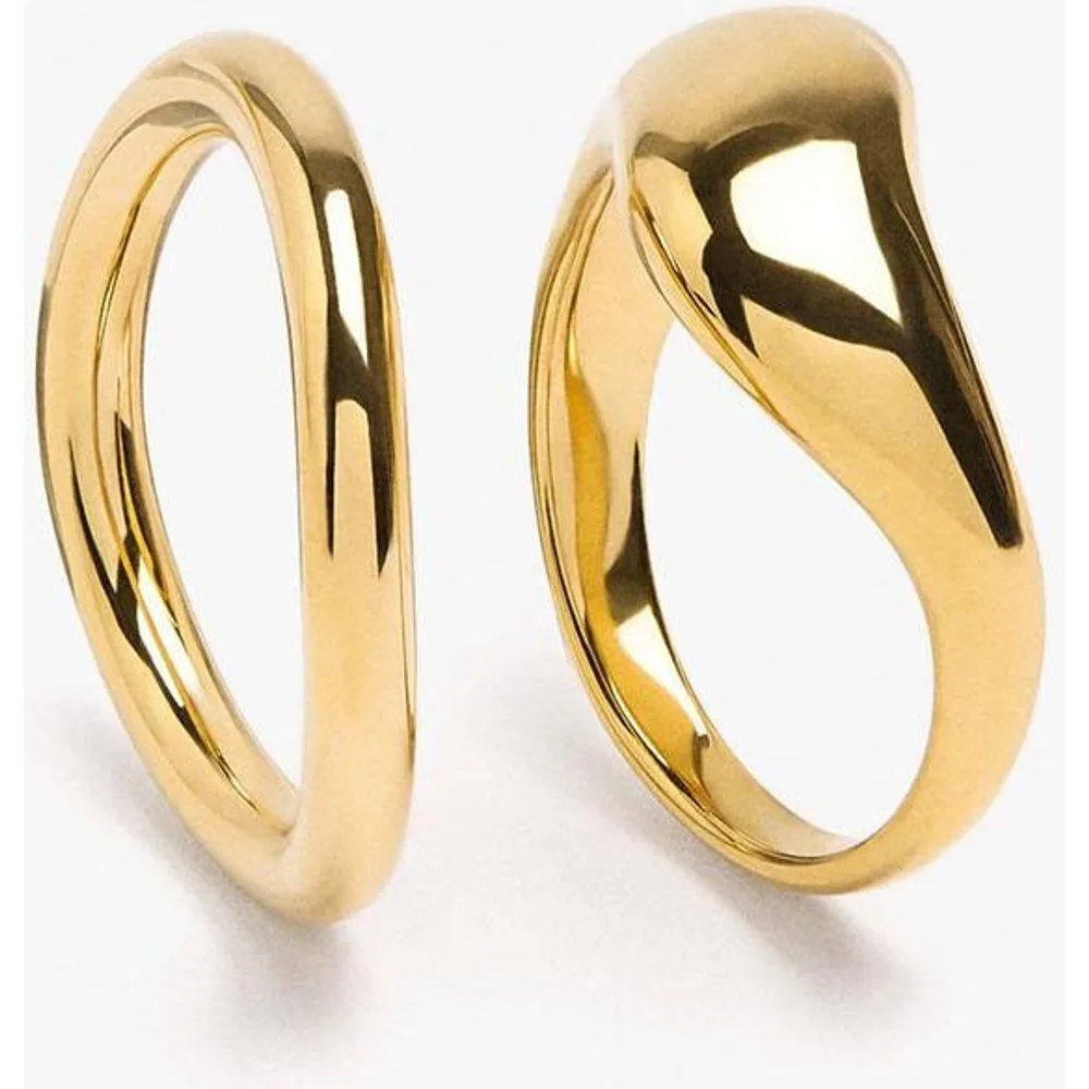 Pack de 2 anillos de acero inoxidable irregulares - Parfois - FashionsVida