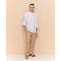 Pantalón algodón de hombre con cordón aspecto rústico