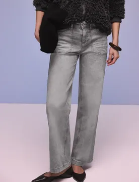 Wide Leg Jeans female Grau