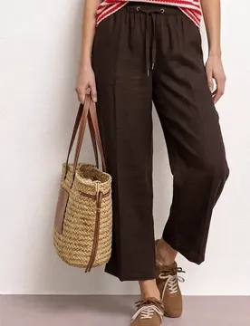 Wide Leg Hose im Loose Fit aus Leinen female Braun