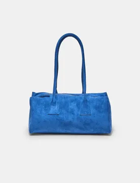 Bowlingtasche in Wildlederoptik Blau OS - Stradivarius - FashionsVida