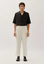 Chino Cropped mit Bundfalten Ecru 52
