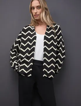 Bluse mit Zick-Zack-Muster female Schwarz