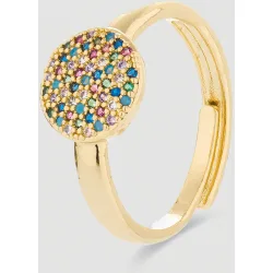 Anillo ajustable áfrica moda acabado en amarillo de 18 quilates con circonita multicolor