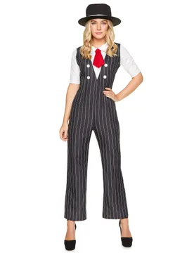 Damenkostüm Gangster schwarz-weiß-rot - KARNEVAL-MEGASTORE - FashionsVida