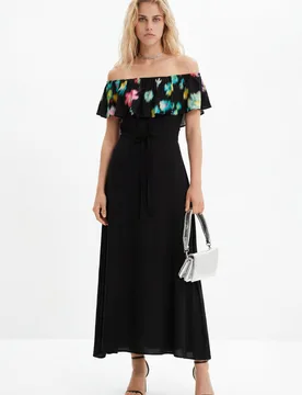 Robe longue volant floue BLACK XS female - Desigual - FashionsVida
