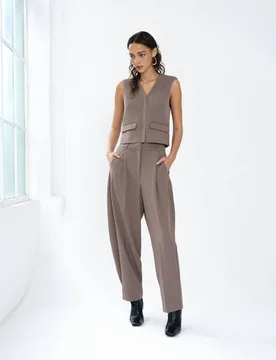 V-Neck Button Through Waistcoat Taupe female - French connection - FashionsVida