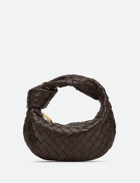 Mini Leather Handbag with Intrecciato Motif and Handle, 28 x 10 x 8.5 cm