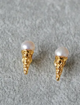 Korean Niche Design Exquisite Simple Small Irregular Freshwater Pearl Cone Ice Cream 925 Sterling Silver Needle Stud Earrings - Aliexpress - FashionsVida