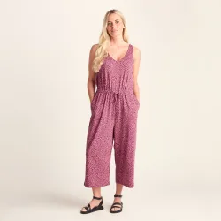 Emmie Womens Supersoft Jumpsuit - Black Raspberry Wiggle Print - Pink Viscose - Size 16 Uk