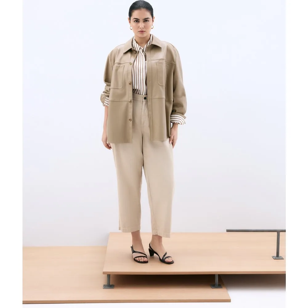 Pantalón recto de mujer en sarga - Couchel - FashionsVida