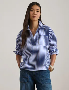 Camisa de mujer de algodón de corte recto - Lauren Ralph Lauren - FashionsVida