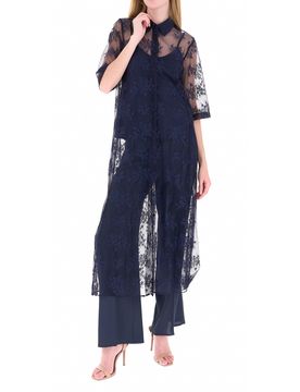 Maxi camicia in pizzo BLU NAVY S