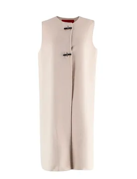 Beige Sleeveless Longline Wool Gilet - Carolina Herrera - FashionsVida