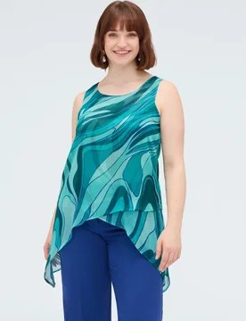 Top de mujer de georgette con estampado tejido georgette ligero para un efecto elegante - Fiorella Rubino - FashionsVida