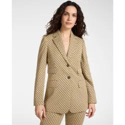 Blazer de mujer jacquard stretch ajuste entallado con largo medio y forro interno cierre con botones