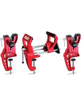 Dreiteiliger Schraubstock Power Pro Vise 155mm Rot