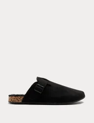 M&S Buckle Mule Slippers Black male