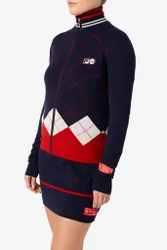 Cashmere Argyle Zip Sweater - XS