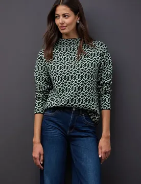 Cosy Jacquard Pullover female Grün - Street One - FashionsVida