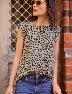 Street One Dropped Shoulder Bluse mit Leo-Muster female Schwarz - Street One Studio - FashionsVida