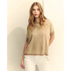Jersey de punto de mujer con brillo y rombos