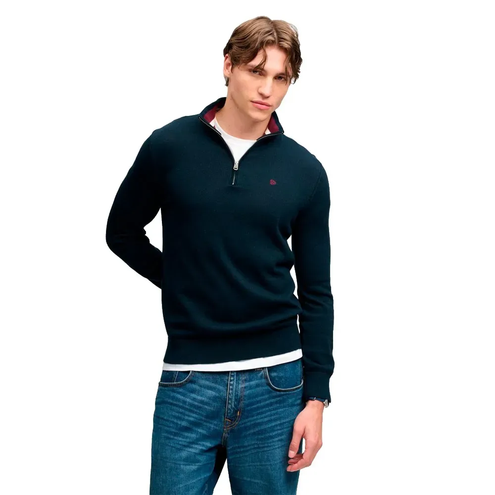 Maglione Con Mezza Zip Prep Essential Cotton Eclipse Navy 2XL - Superdry - FashionsVida