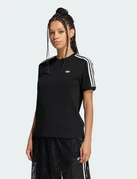 T-SHIRT IN PIZZO CON 3 STRISCE XS Black - Adidas - FashionsVida