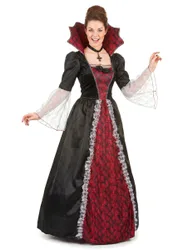 Edle Vampirdame Halloween Damenkostüm schwarz-rot - female