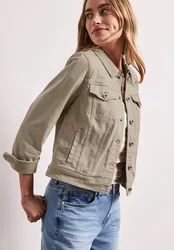 Jacke im Colored-Denim-Look mit Taschen female Beige