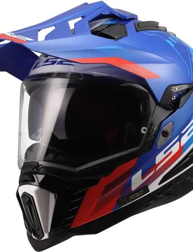 Casco Moto Adventure MX701 EXPLORER HEXA Bianco Blu Ross taglia M - LS2 - FashionsVida