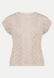 Kurzarm Pullover mit Ajourmuster Beige 42