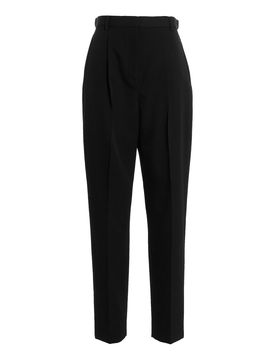 Pantaloni in twill di lana con pieghe