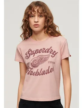 Maglietta A Maniche Corte Archive Kiss Print Fit Somon Pink Marl XS - Superdry - FashionsVida