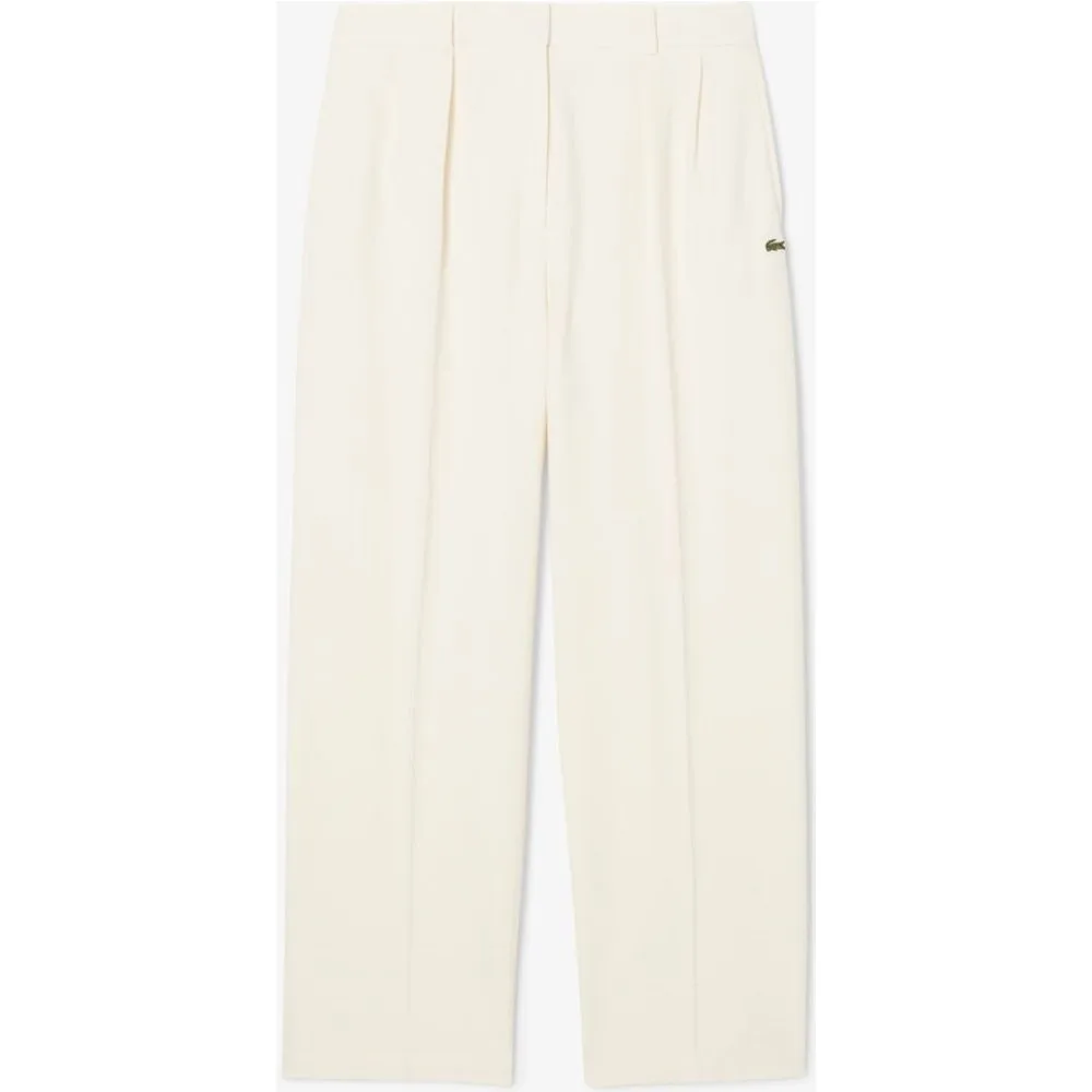 Pantalón de mujer de pinzas de franela oversized - Lacoste - FashionsVida